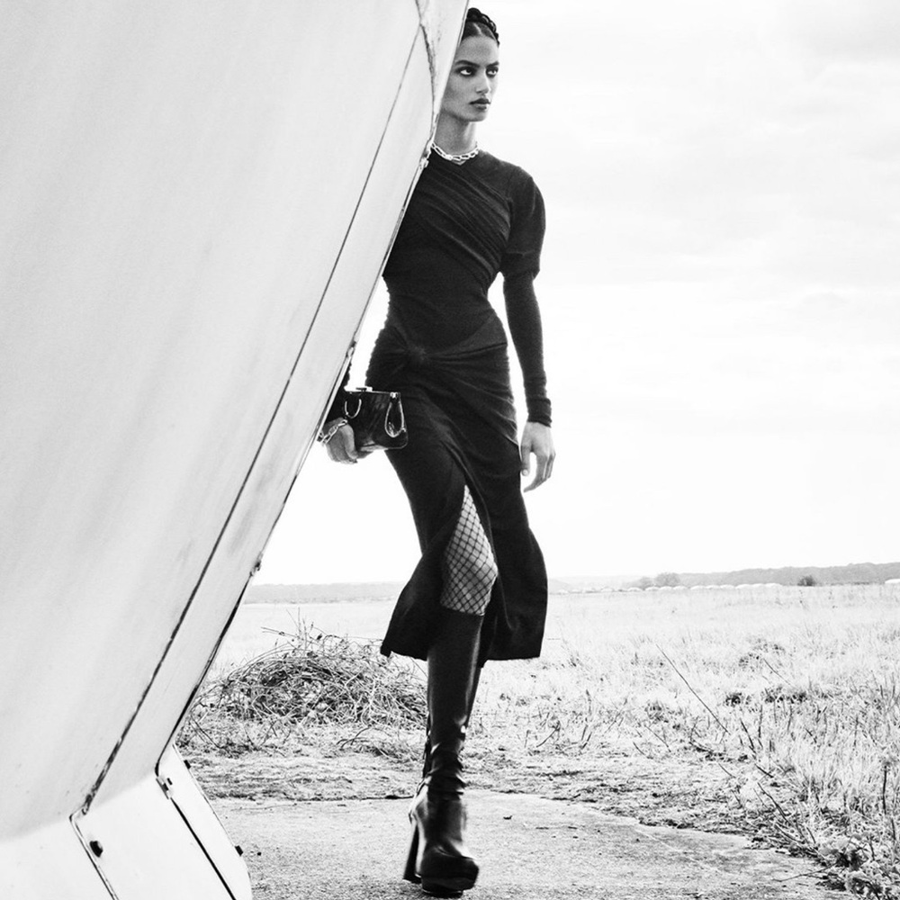 🤍 Zara Limited Edition Wool Black Draped Midi Dress